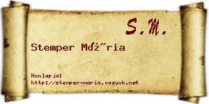 Stemper Mária névjegykártya